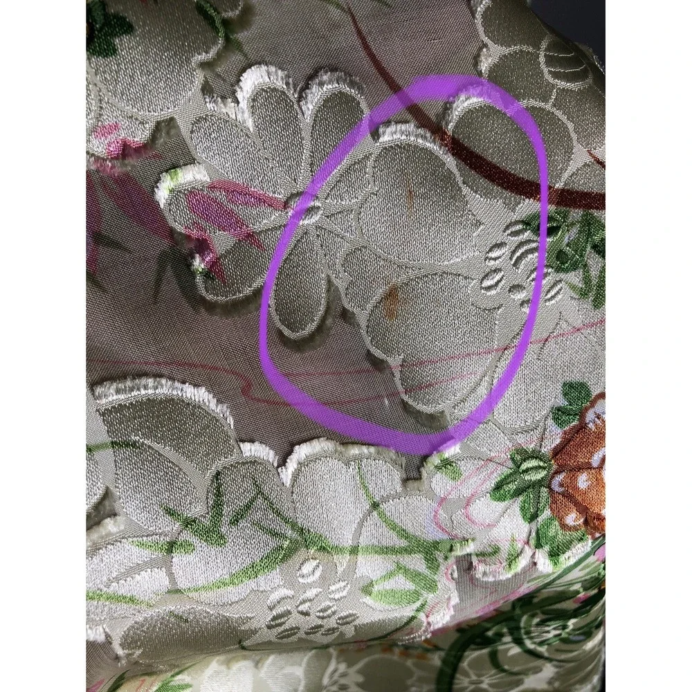 Vintage 1970s Boho Dress Floral Brocade Maxi Dress Festival Gown STAINED XS - Picture 14 of 16